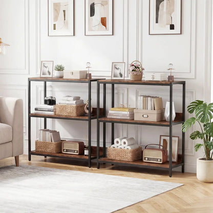 2 Pack 3 Tier Bookshelf with Metal Frame