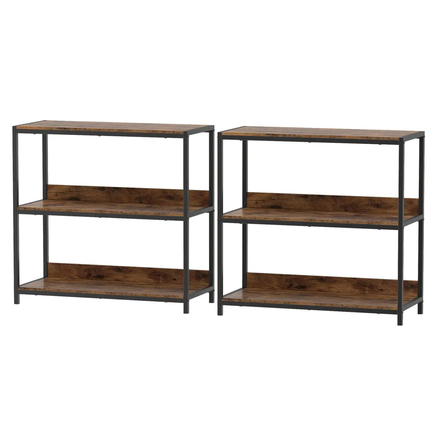 2 Pack 3 Tier Bookshelf with Metal Frame
