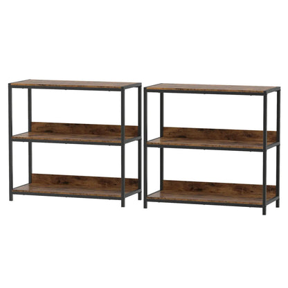 2 Pack 3 Tier Bookshelf with Metal Frame