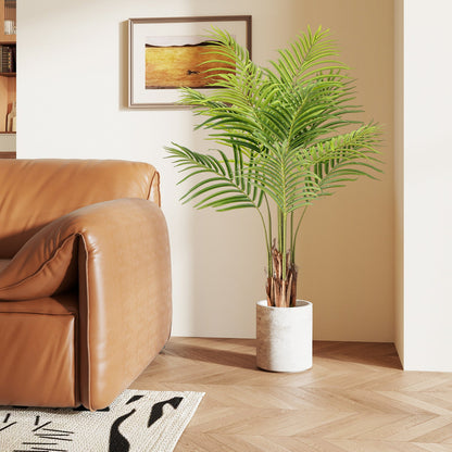 Paquete de 2 palmeras artificiales de 1,28 m de altura, planta de paraíso, árbol grande falso en maceta - Verde