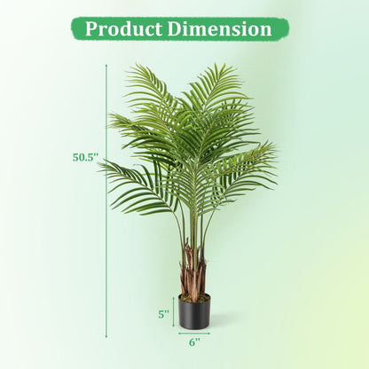 Paquete de 2 palmeras artificiales de 1,28 m de altura, planta de paraíso, árbol grande falso en maceta - Verde