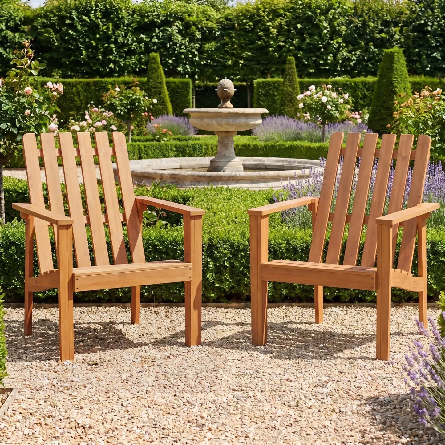 Acacia Wood Patio Chair With Curved Armrests