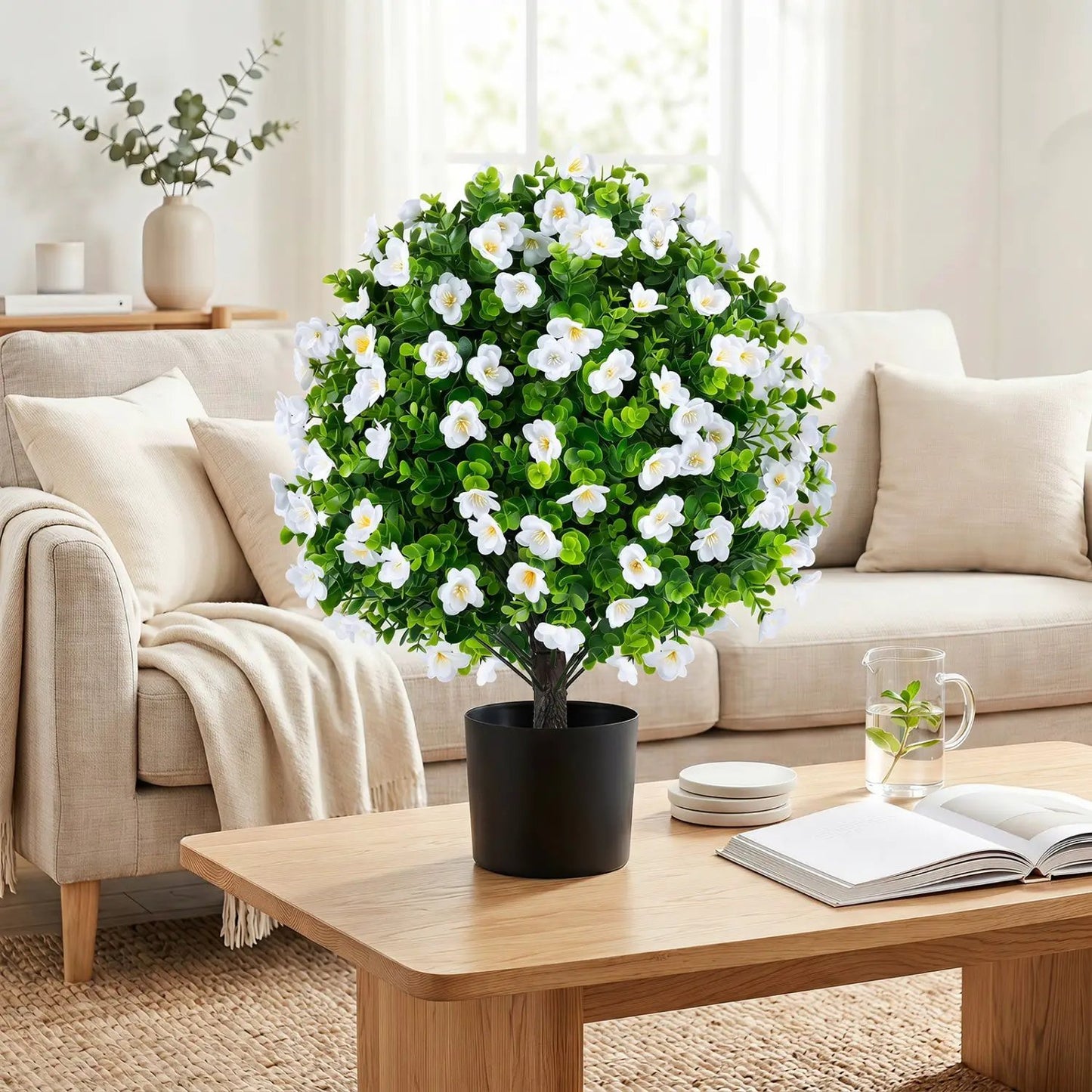 Eucalyptus Topiary Trees With Cement Planter
