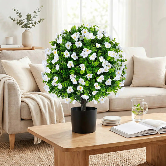Artificial eucalyptus topiary trees in cement planters, 2-pack by DirectDeals for indoor decor on Tampa Home & Garden Store