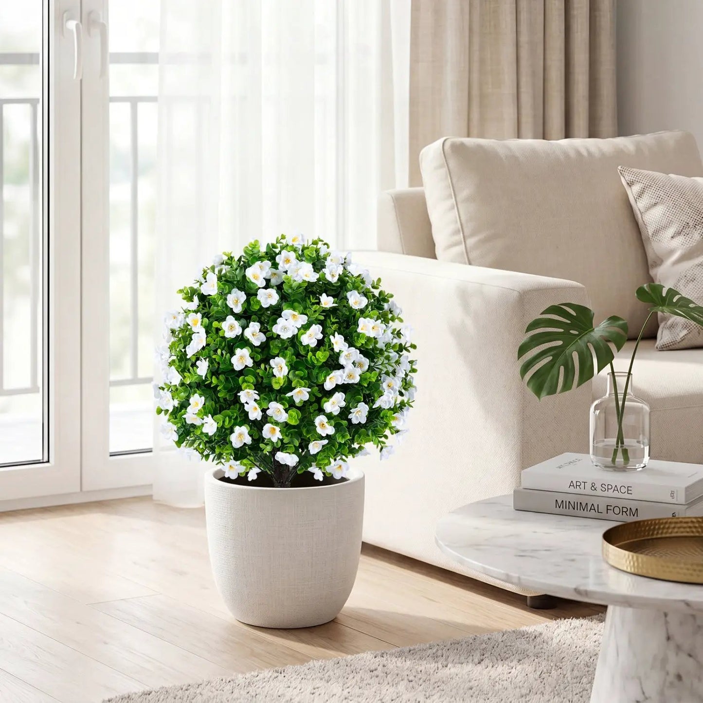 Eucalyptus Topiary Trees With Cement Planter