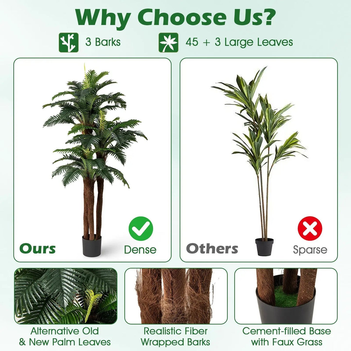 2 Pack Artificial Palm Trees 6.3 ft Tall Indoors