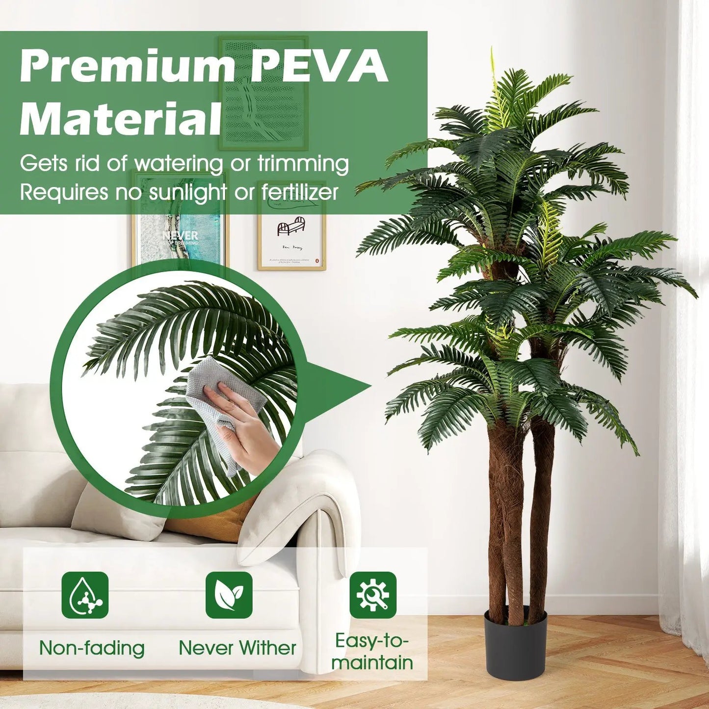 2 Pack Artificial Palm Trees 6.3 ft Tall Indoors