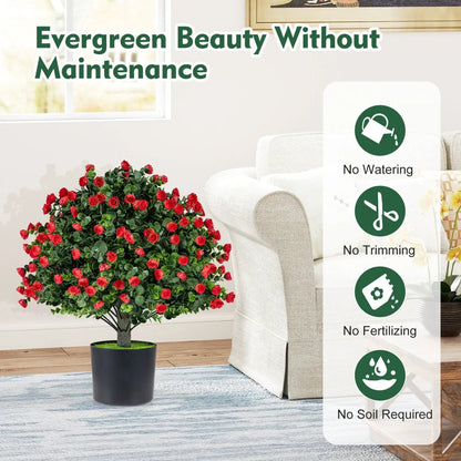 Two Pack Artificial Rose Topiary Ball Trees
