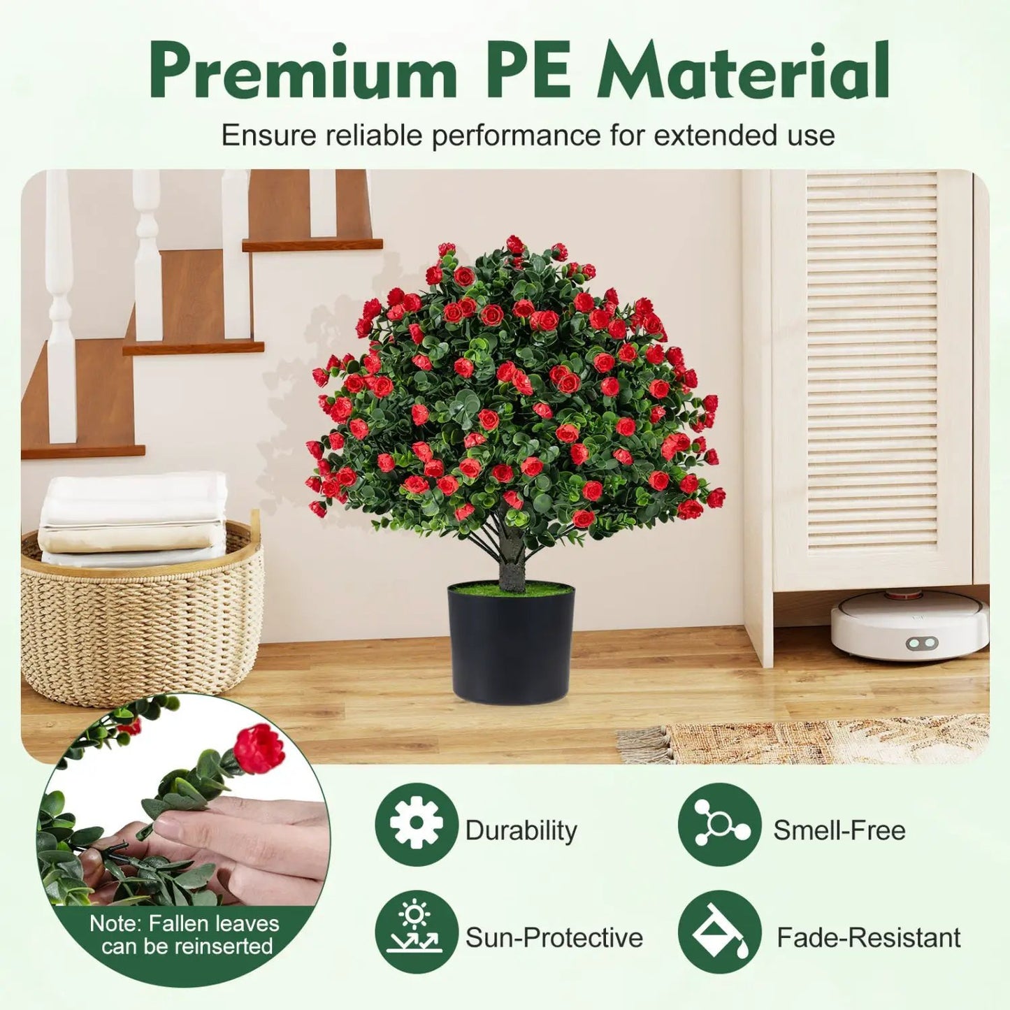 Two Pack Artificial Rose Topiary Ball Trees