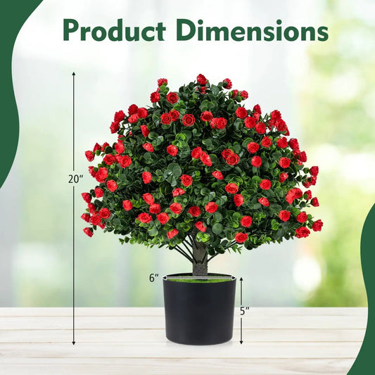 Two Pack Artificial Rose Topiary Ball Trees