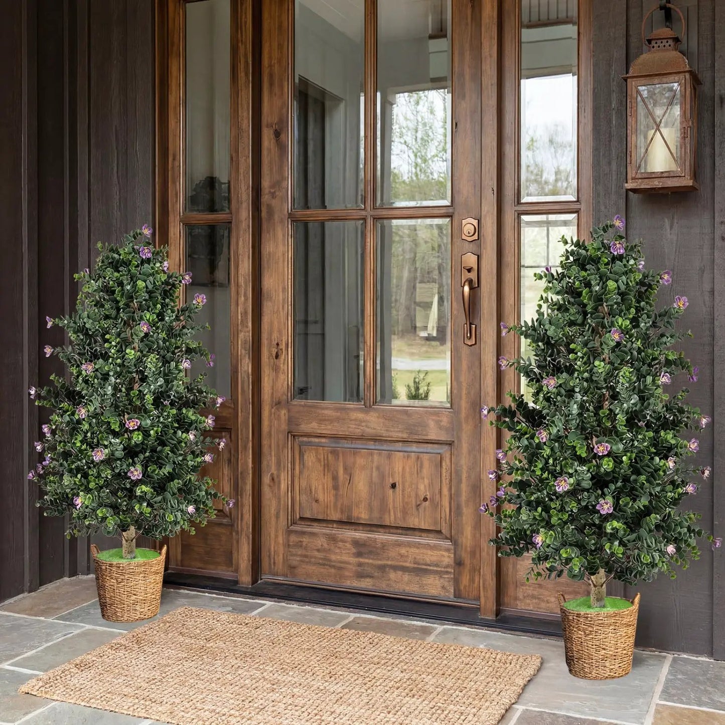 2 Pack Faux Topiary Cone Tree Potted Plant