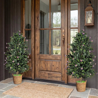 2 Pack Faux Topiary Cone Tree Potted Plant