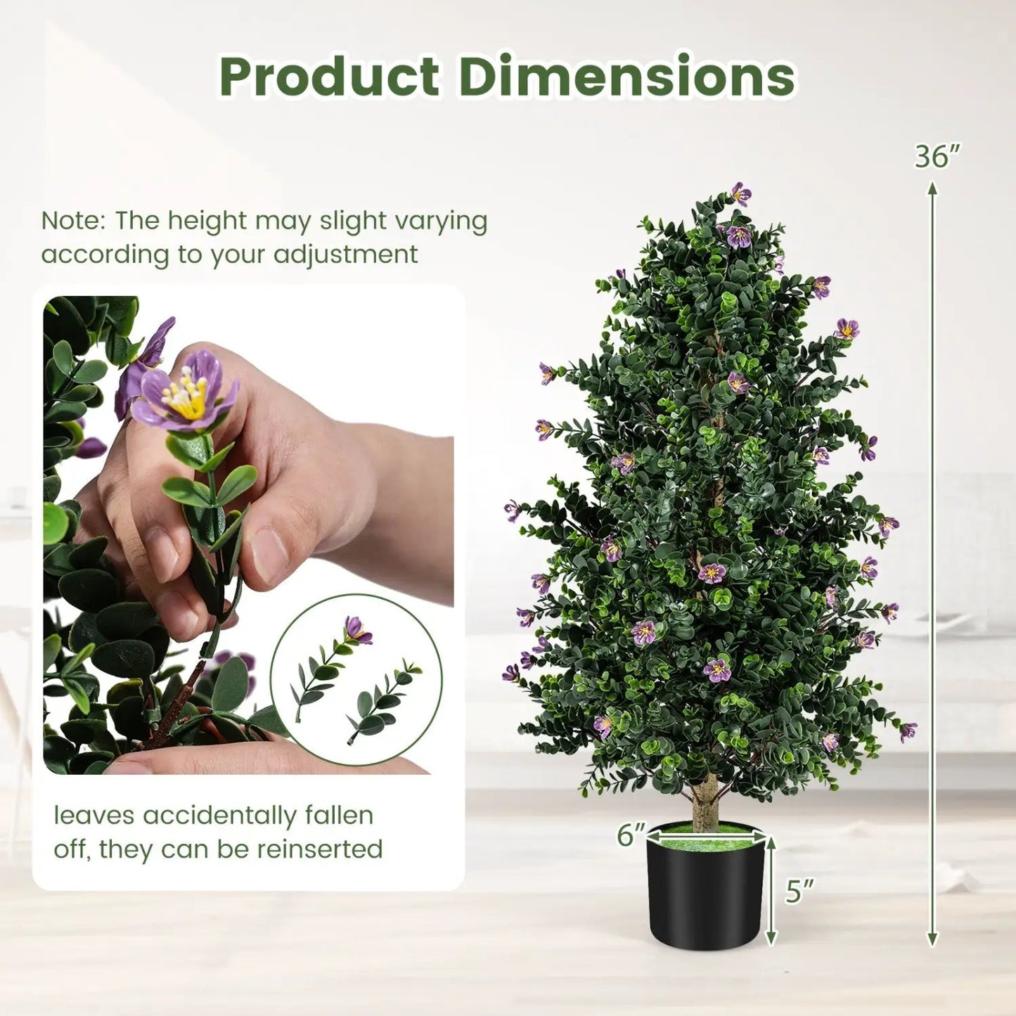 2 Pack Faux Topiary Cone Tree Potted Plant
