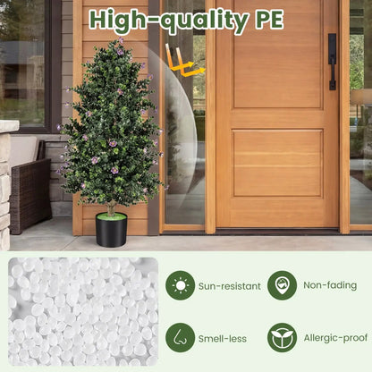 2 Pack Faux Topiary Cone Tree Potted Plant