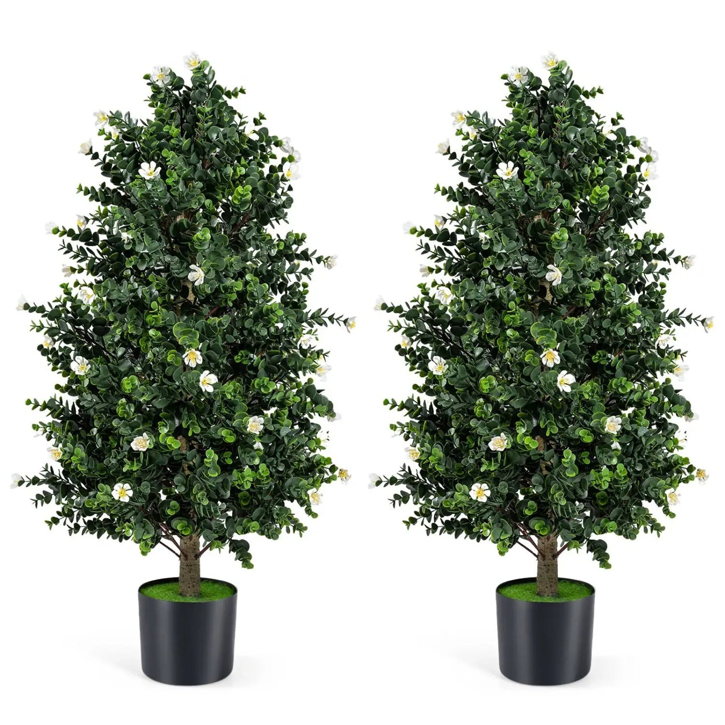 2 Pack Faux Topiary Cone Tree Potted Plant
