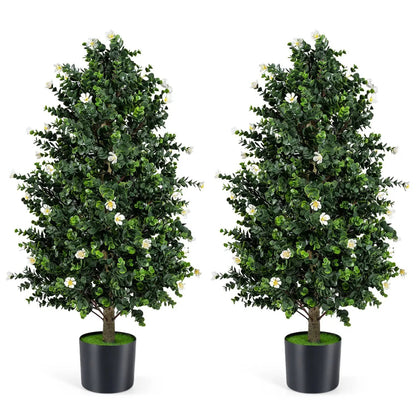 2 Pack Faux Topiary Cone Tree Potted Plant