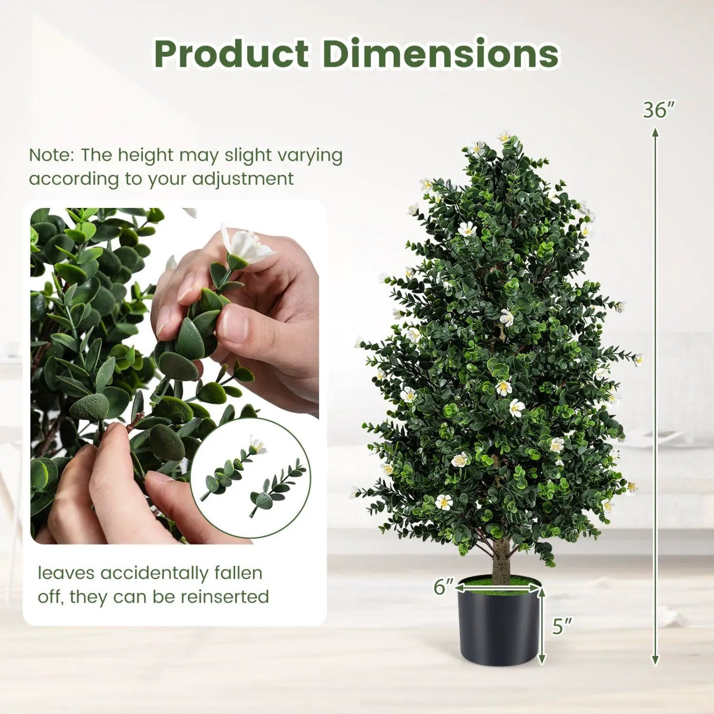 2 Pack Faux Topiary Cone Tree Potted Plant
