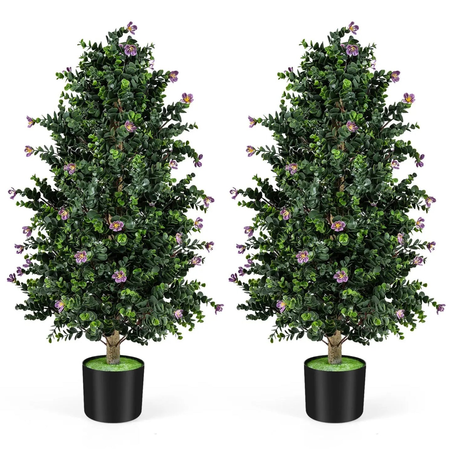 2 Pack Faux Topiary Cone Tree Potted Plant