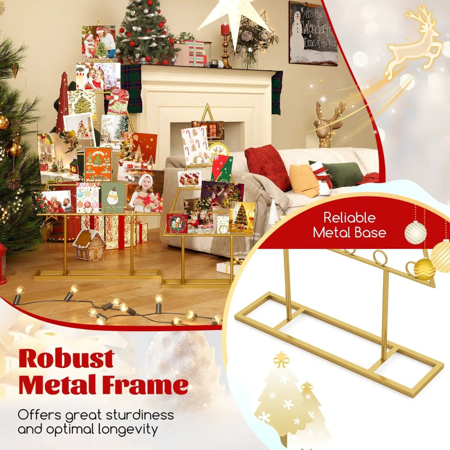 Christmas Tree Photo Holder With 36 Clips 2 Pack