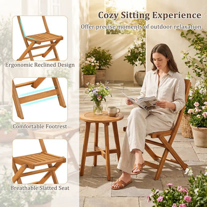2 Pack Folding Chairs Sturdy Wood Dining Chairs