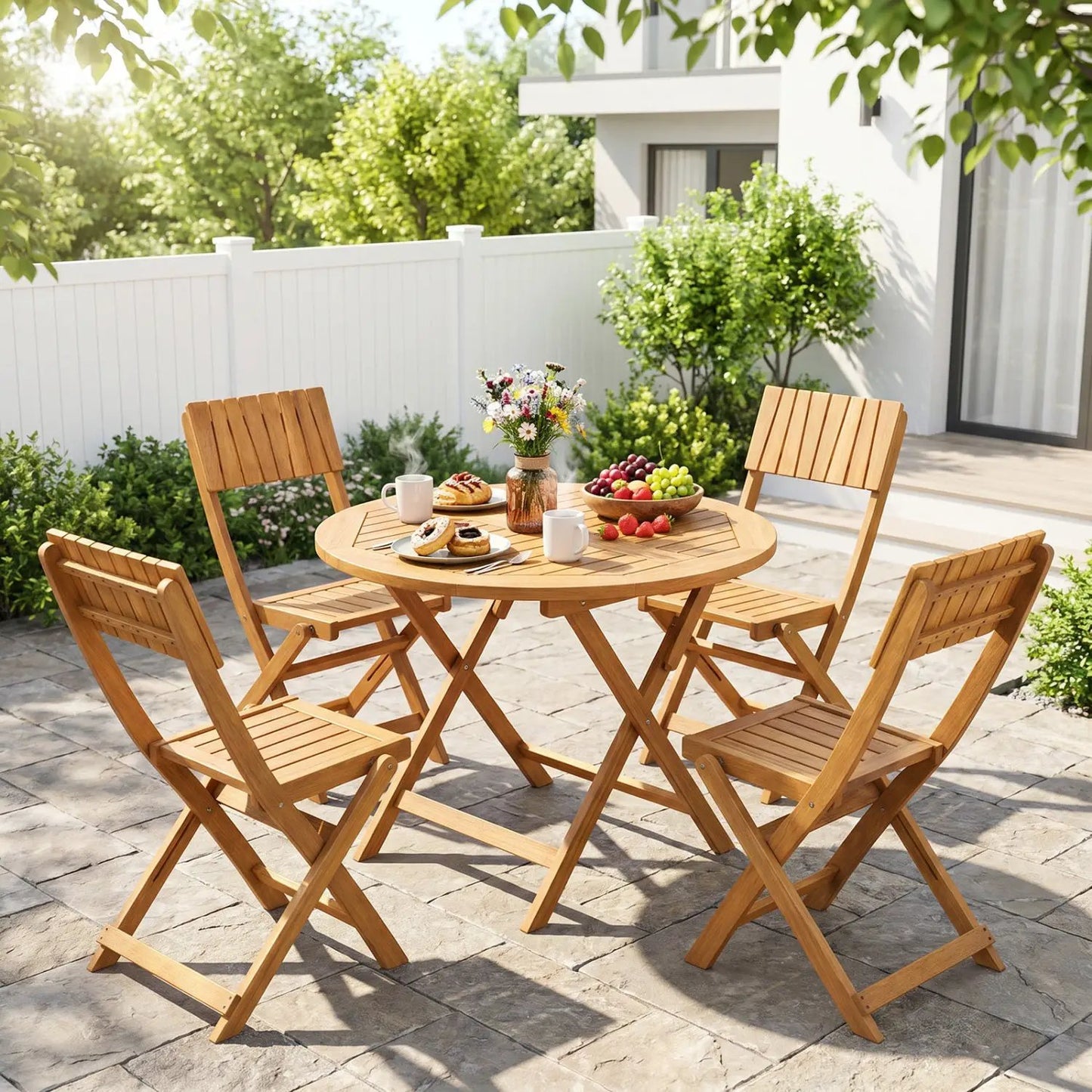 2 Pack Folding Chairs Sturdy Wood Dining Chairs