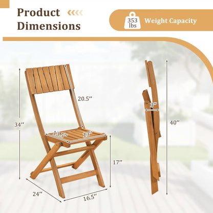2 Pack Folding Chairs Sturdy Wood Dining Chairs