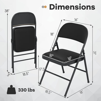 Folding Chairs 4-Pack black padded seats DirectDeals, stackable on Tampa Home & Garden Store