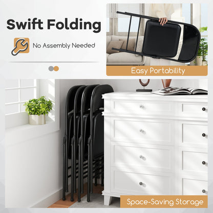 DirectDeals Folding Conference Chairs 4-Pack with padded black seats for space saving on Tampa Home & Garden Store