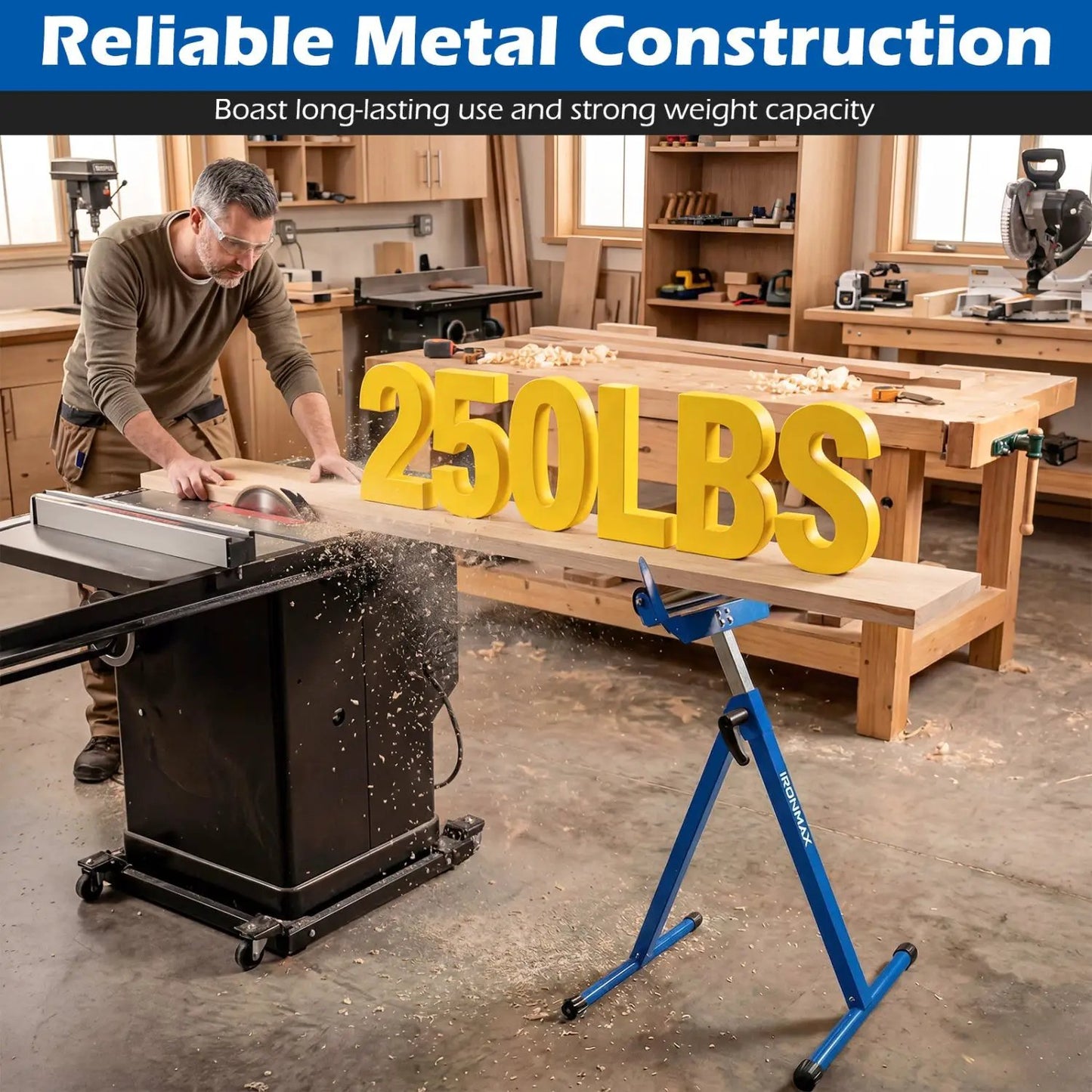 2-Pack Folding Roller Stands for Outfeed Supports