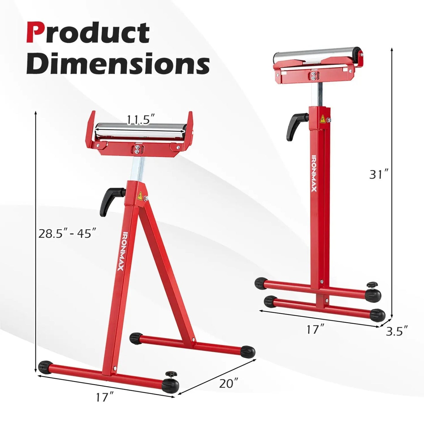 2-Pack Folding Roller Stands for Outfeed Supports