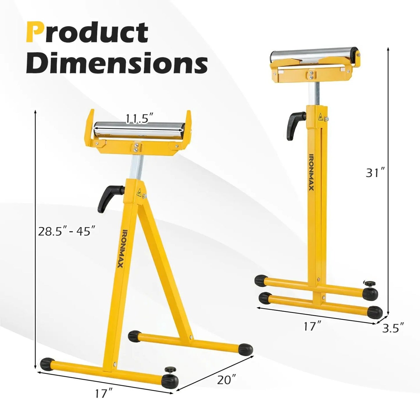 2-Pack Folding Roller Stands for Outfeed Supports