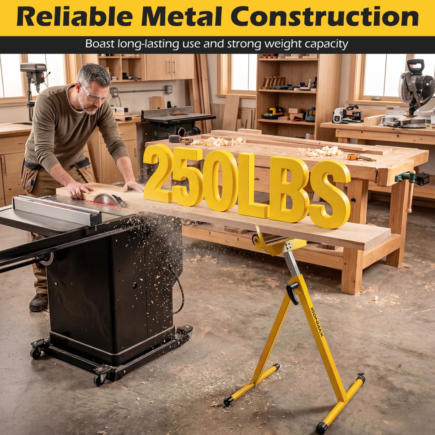 2-Pack Folding Roller Stands for Outfeed Supports