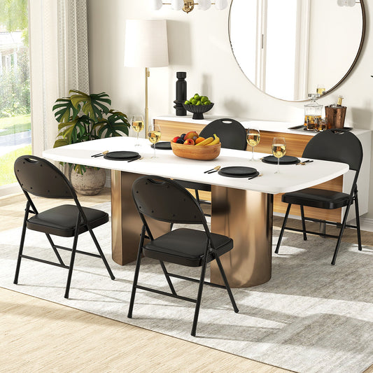2 Pack Padded Folding Chairs with Metal Frame and Carry Handle-Black - Tampa Home & Garden Store