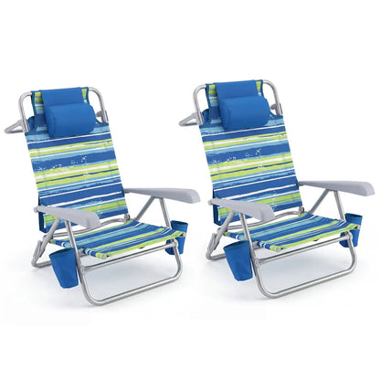 Folding Beach Chair Featuring 7 Position Backrest