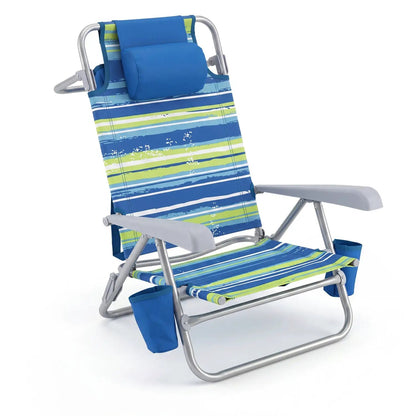 Folding Beach Chair Featuring 7 Position Backrest