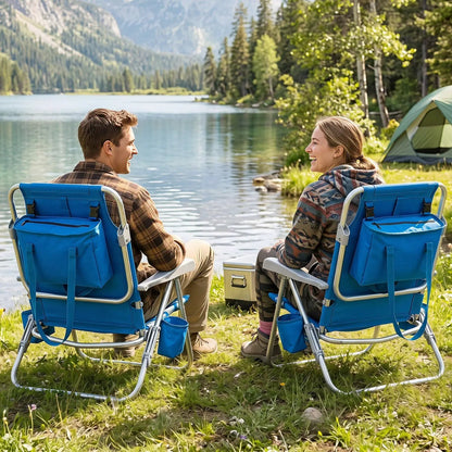Folding Beach Chair Featuring 7 Position Backrest