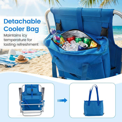 Folding Beach Chair Featuring 7 Position Backrest