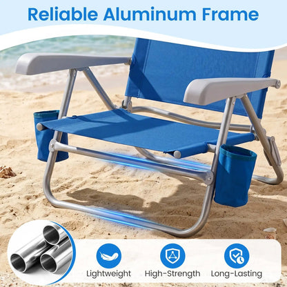 Folding Beach Chair Featuring 7 Position Backrest