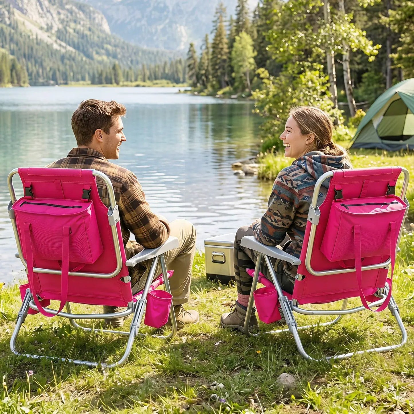 Folding Beach Chair Featuring 7 Position Backrest