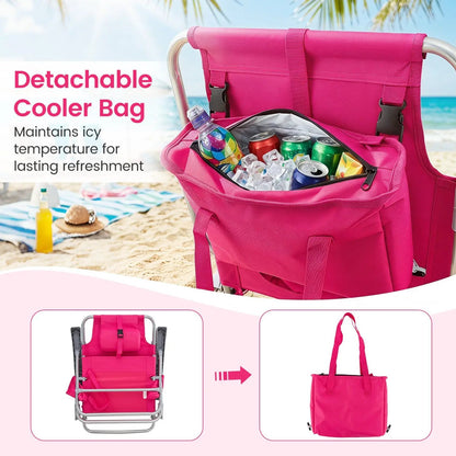 Folding Beach Chair Featuring 7 Position Backrest