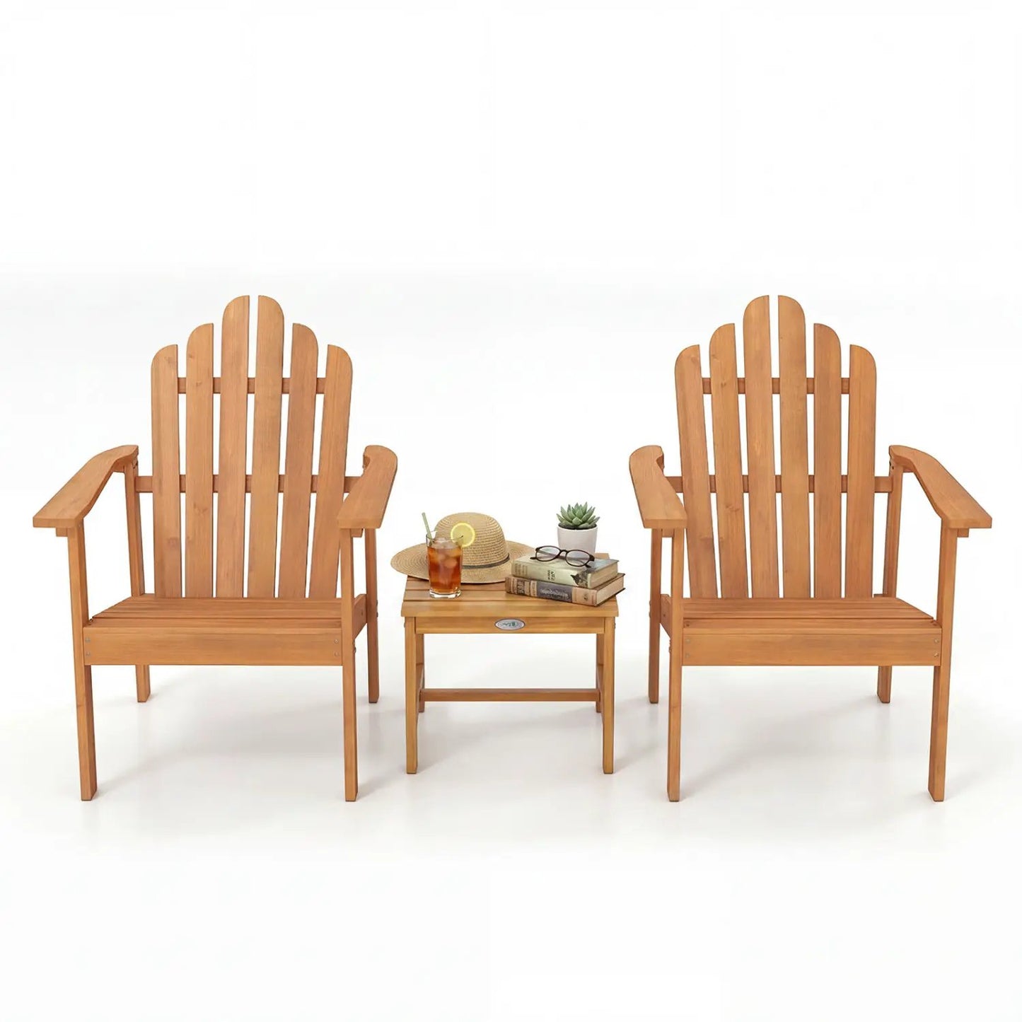 Stackable Adirondack Chairs Acacia Wood 2 Pack