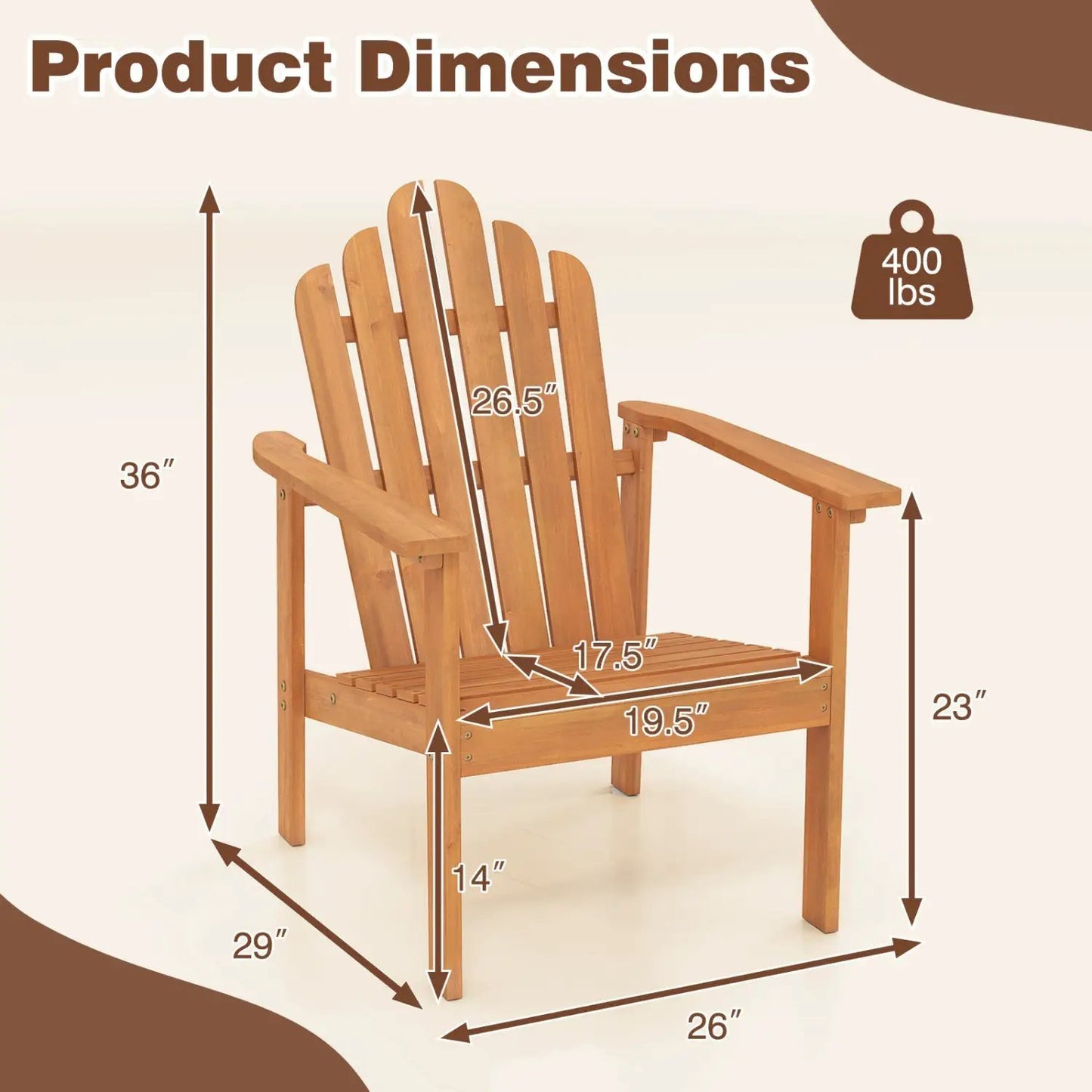 Stackable Adirondack Chairs Acacia Wood 2 Pack