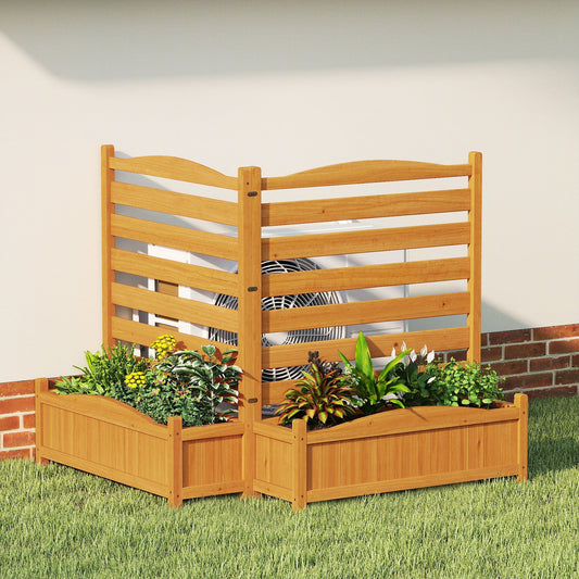 2-Panel Freestanding Outdoor Wood Privacy Screen-Yellow - Tampa Home & Garden Store