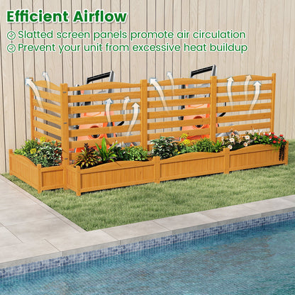 2-Panel Freestanding Outdoor Wood Privacy Screen-Yellow