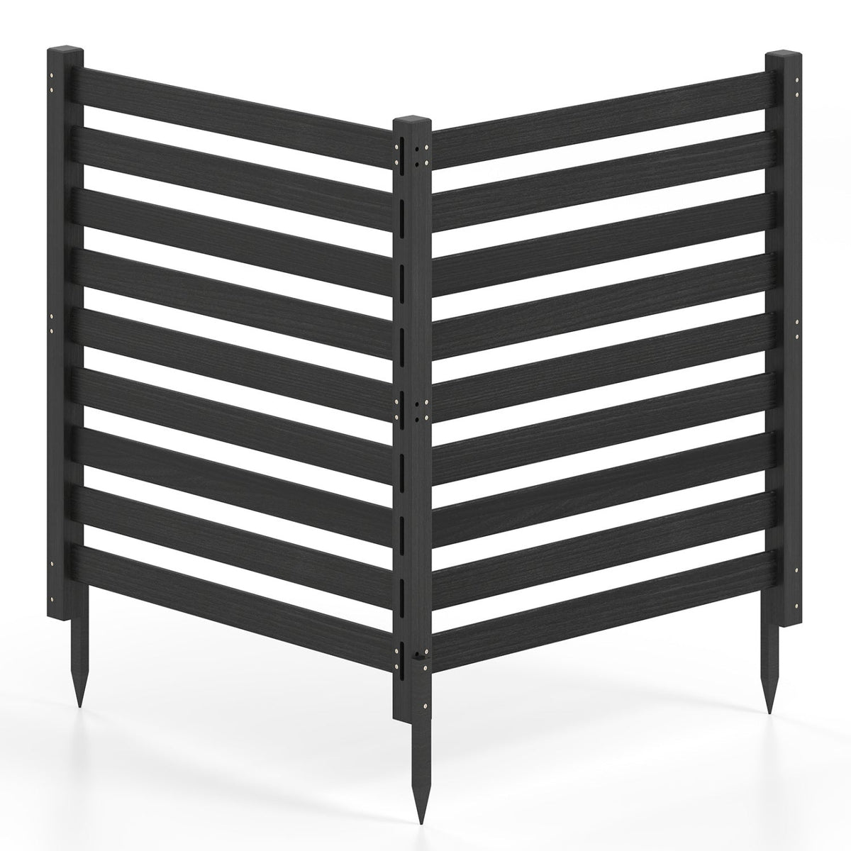 2-Panel wooden outdoor privacy fence with ground stakes, DirectDeals, dark charcoal stain on Tampa Home & Garden Store