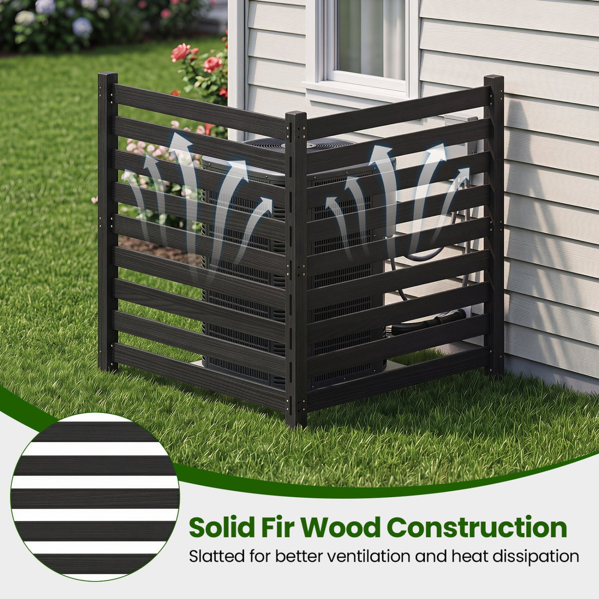 2-Panel DirectDeals outdoor privacy screen in dark fir wood with ground-stake posts on Tampa Home & Garden Store