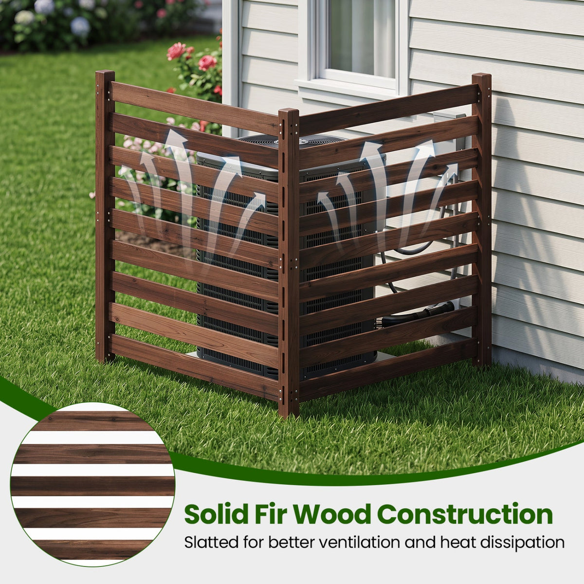 2-Panel Wood Outdoor Privacy Fence with Ground Stakes by DirectDeals, brown fir slats on Tampa Home & Garden Store
