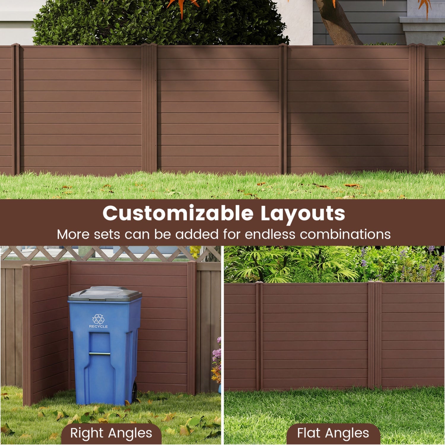 Outdoor Privacy Screen Panels 48x48 2-Panel Set DirectDeals brown horizontal slat privacy fence on Tampa Home & Garden Store