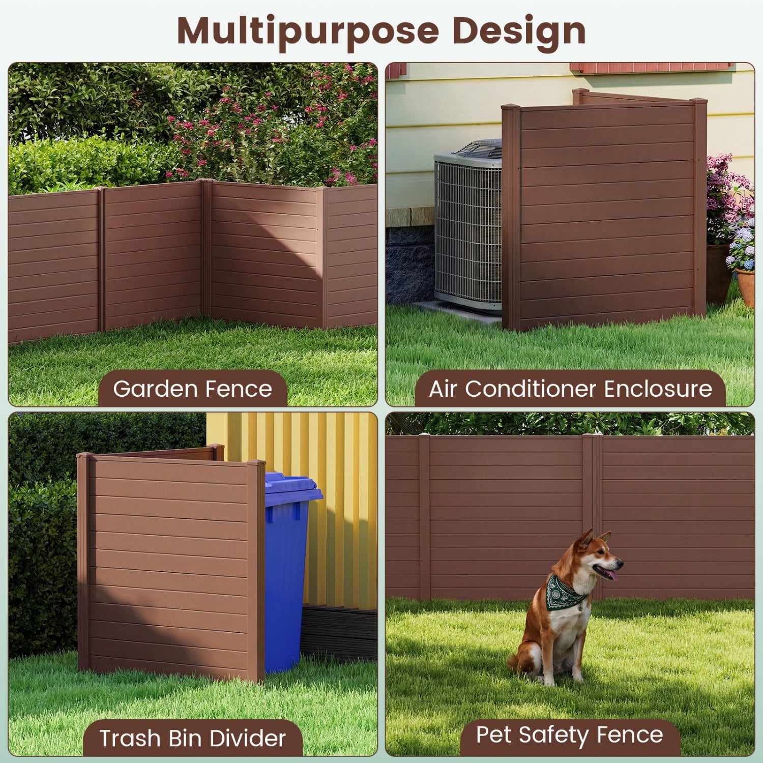 Outdoor Privacy Screen Panels brown 48x48 2-panel set fence and AC enclosure DirectDeals on Tampa Home & Garden Store