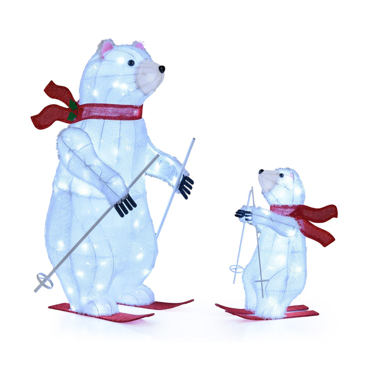 2-pack animated white polar bears skiing snow globe decoration with LED lights DirectDeals on Tampa Home & Garden Store
